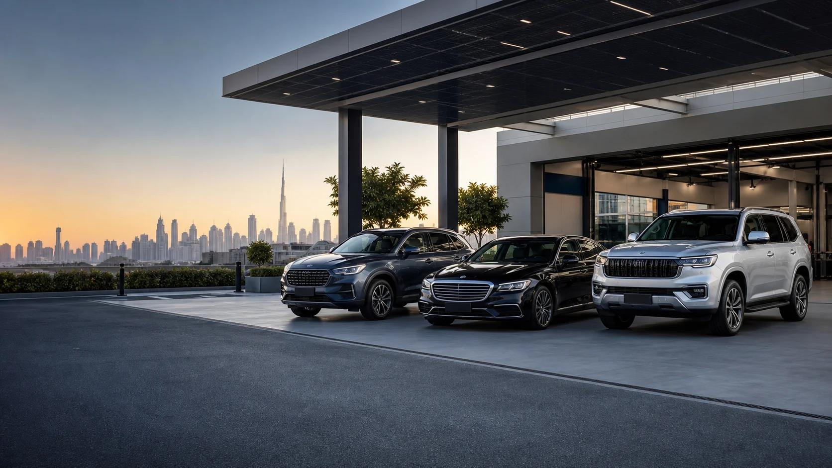 SaleCar approved cars at a modern Dubai vehicle facility