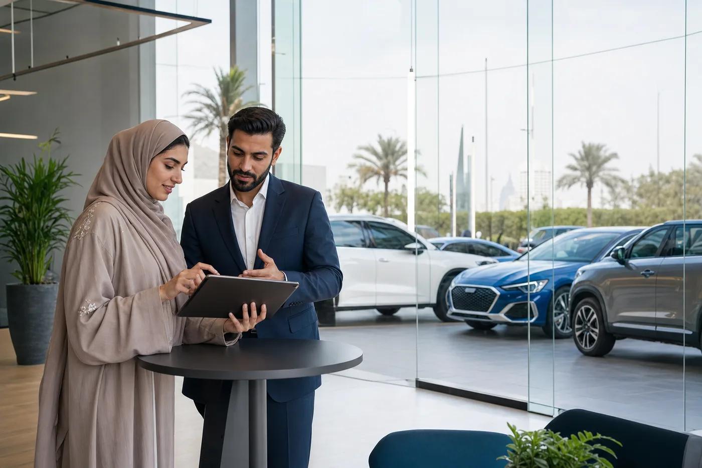 Customer reviewing a focused shortlist with a car advisor